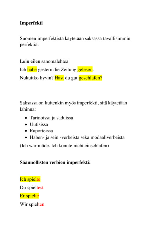 Saksan Imperfekti